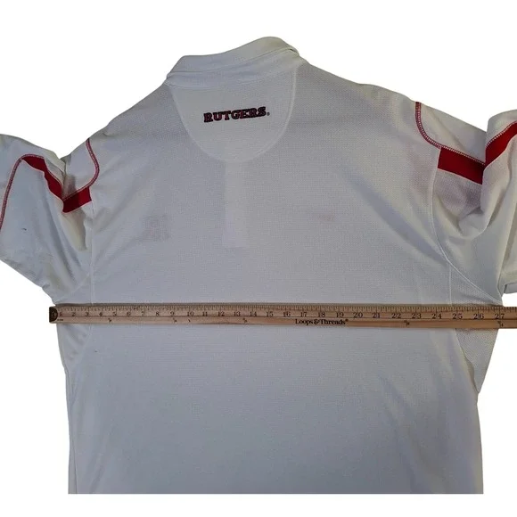 Nike Rutgers University Polo Shirt Mens XXL White Red Nike Fit Team Scarlet Y2K - Picture 8 of 9